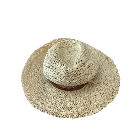Janessa Leone Ivana Jute Straw Fedora Hat Leather Band Natural Size Medium main image 10